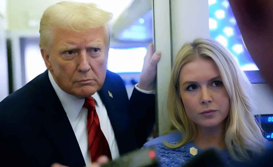 ডোনাল্ড ট্রাম্পের অদ্ভুত প্রশংসা: ‘মুখ যেন মেশিনগানের গুলিবর্ষণ’, নিজের প্রেস সচিব ক্যারোলিন লেভিটের প্রশংসায় হাস্যরস