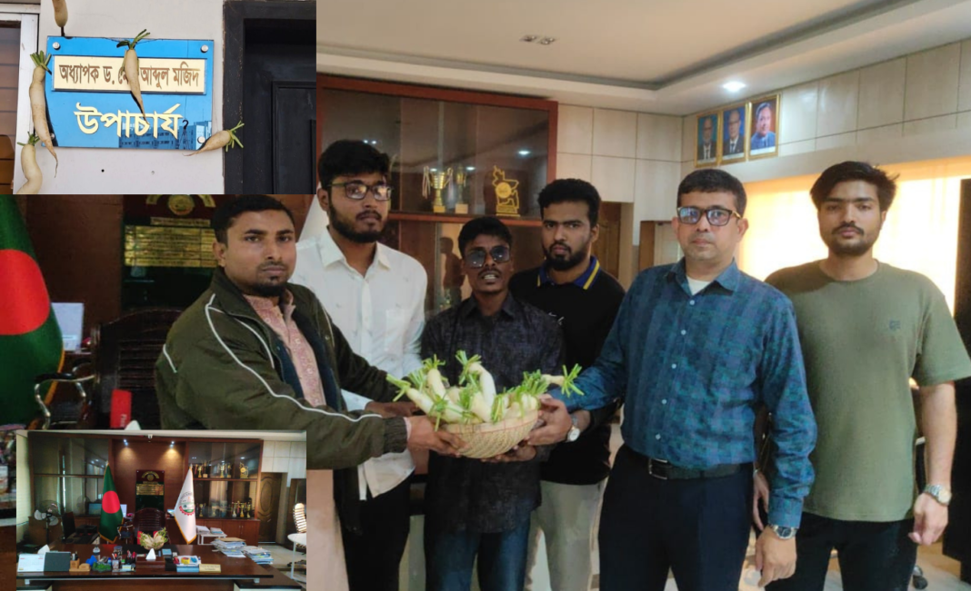 প্রতিশ্রুতি আর আশ্বাসেই সীমাবদ্ধ, যবিপ্রবি উপাচার্যকে মূলা উপহার!