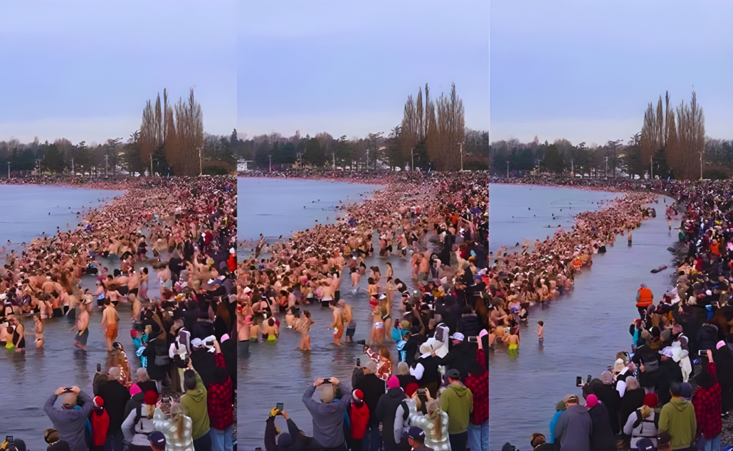 বিশ্বরেকর্ডের লক্ষ্যেই বরফঠান্ডা জলে ডুব দিলেন ৫ হাজার মানুষ: ইতিহাস গড়ল ওয়াশিংটনের বার্চ বে